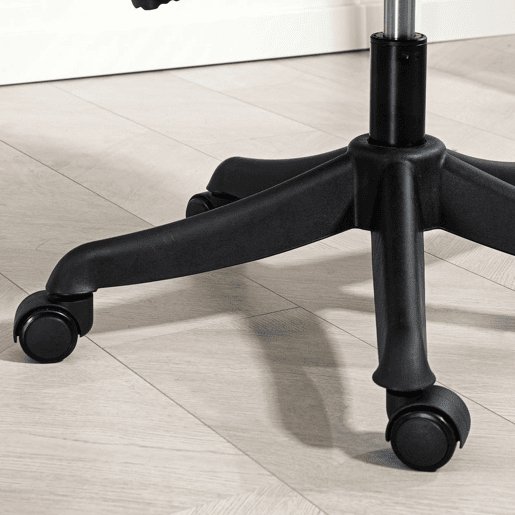 HOMCOM Cadeira de Escritório sem Apoio para os Braços Cadeira de Escritório Giratória Estofada em Linho Sintético com Altura Ajustável para Estudo Dormitório Tocador Carga 120 kg 53x43x85-93 cm Preto