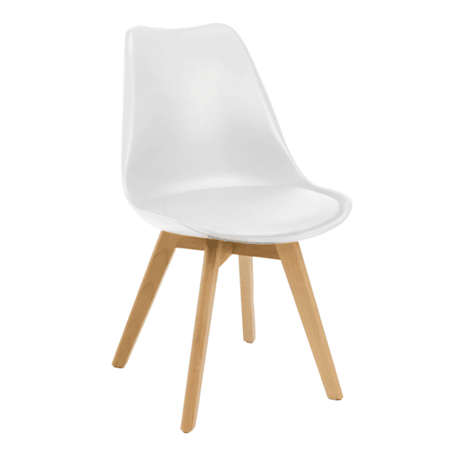 Conjunto de mesa extensível redonda moderna com 4 cadeiras em carvalho nórdico e branco