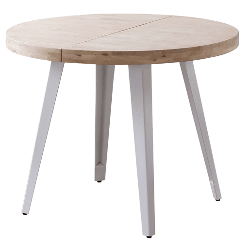 Conjunto de mesa extensível redonda moderna com 4 cadeiras em carvalho nórdico e branco