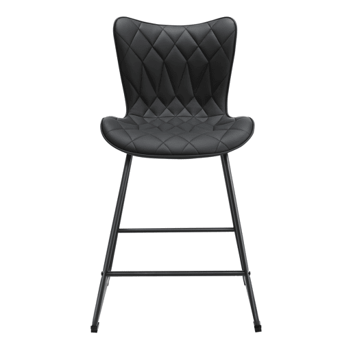 Conjunto de 2 bancos de bar modernos HomeMiYN u2013 Couro sintético preto com padrão de diamantes