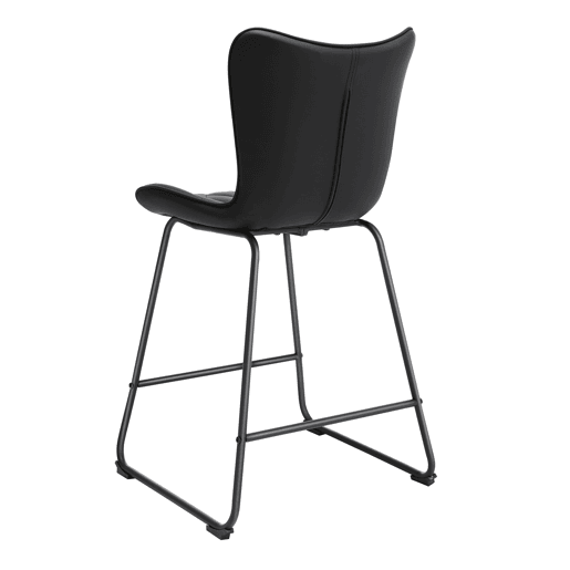 Conjunto de 2 bancos de bar modernos HomeMiYN u2013 Couro sintético preto com padrão de diamantes