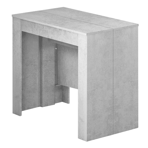 Conjunto de mesa extensível multiposições com 4 cadeiras em cinza cimento e carvalho claro