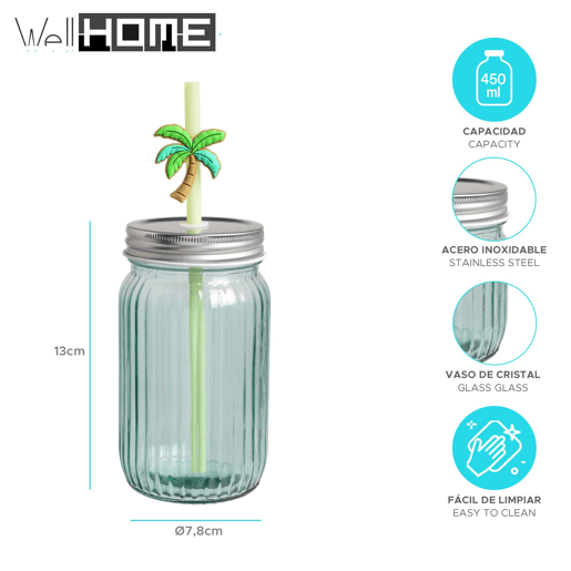 Copo com tampa e canudo Well Home Palm PV Design