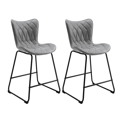 Banco HomeMiYN moderno - Conjunto de 2 em cinzento, feito de couro artificial durável com padrão de diamante