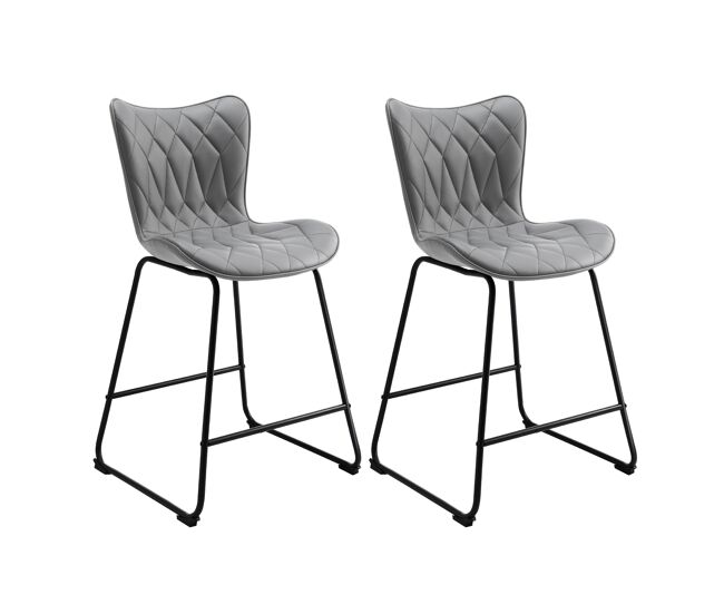 Banco moderna homemiyn - gris, juego de dos piezas, hecho de cuero artificial duradero con estampado de diamante