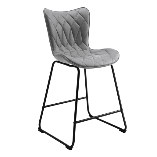 Banco HomeMiYN moderno - Conjunto de 2 em cinzento, feito de couro artificial durável com padrão de diamante