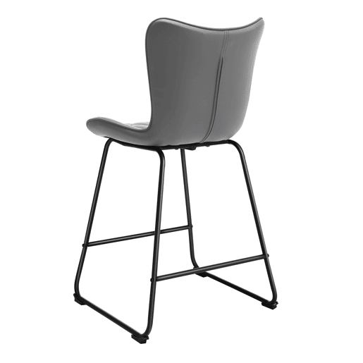 Banco HomeMiYN moderno - Conjunto de 2 em cinzento, feito de couro artificial durável com padrão de diamante