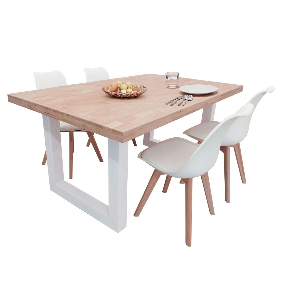 Conjunto de Mesa Fija + 4 Sillas Bristo 160x100 Roble