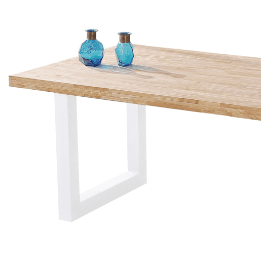 Conjunto de mesa fixa Bristo + 4 cadeiras em carvalho nórdico e branco