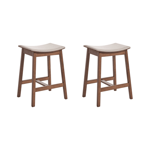 Conjunto de 2 bancos de bar DIXON Madeira Creme Conjunto de 2 bancos de bar DIXON Madeira Creme