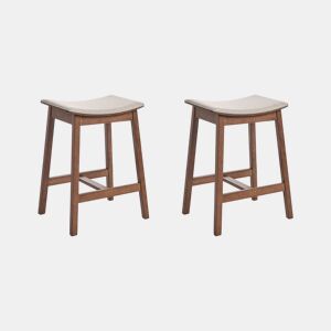 Conjunto de 2 bancos de bar DIXON Madeira Creme