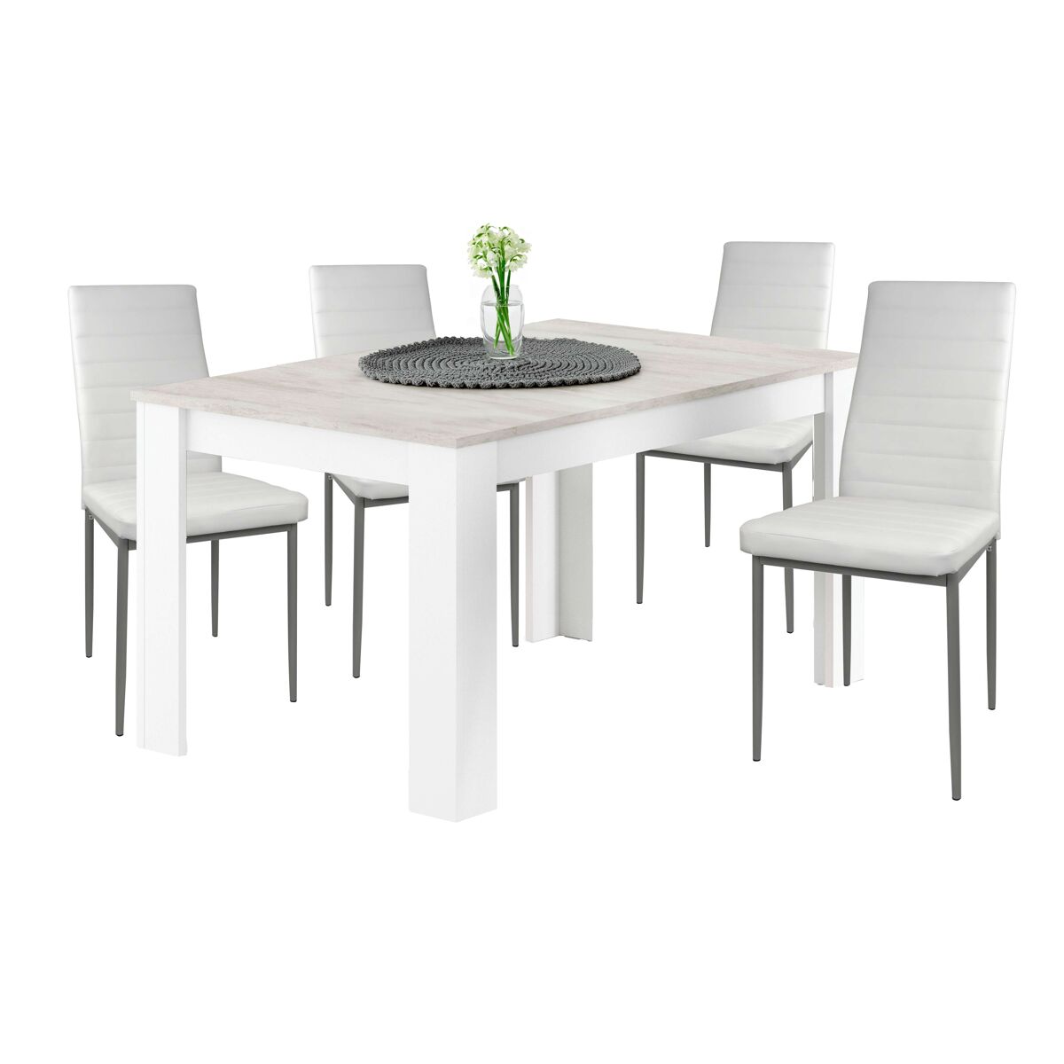 Mesa Extensible y 4 Sillas Comedor Moderno