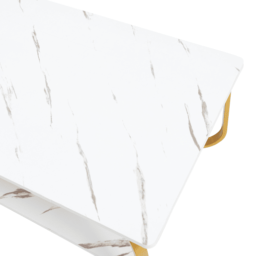 Mesa de centro Kolta 120x60x43 cm com aspeto de mármore, BrancoDourado en.casa