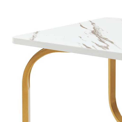 Mesa de centro Kolta 120x60x43 cm com aspeto de mármore, BrancoDourado en.casa