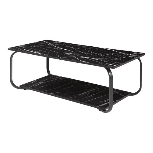 Mesa de centro Kolta 120x60x43 cm com aspeto de mármore, Preto en.casa