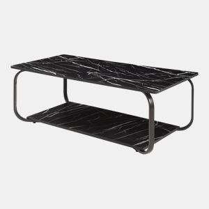 Mesa de centro Kolta 120x60x43 cm com aspeto de mármore, Preto en.casa