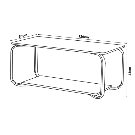 Mesa de centro Kolta 120x60x43 cm com aspeto de mármore, Preto en.casa