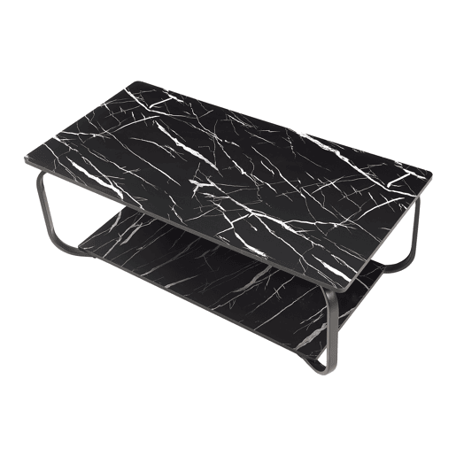 Mesa de centro Kolta 120x60x43 cm com aspeto de mármore, Preto en.casa