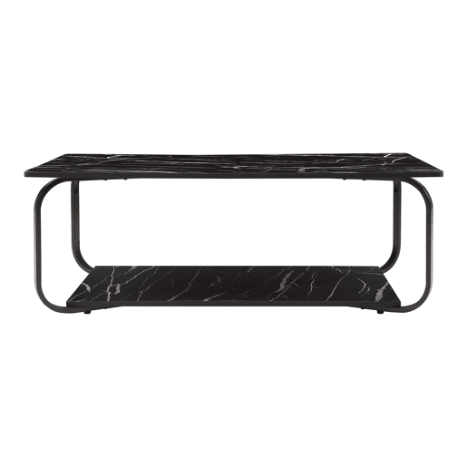 Mesa de centro Kolta 120x60x43 cm com aspeto de mármore, Preto en.casa