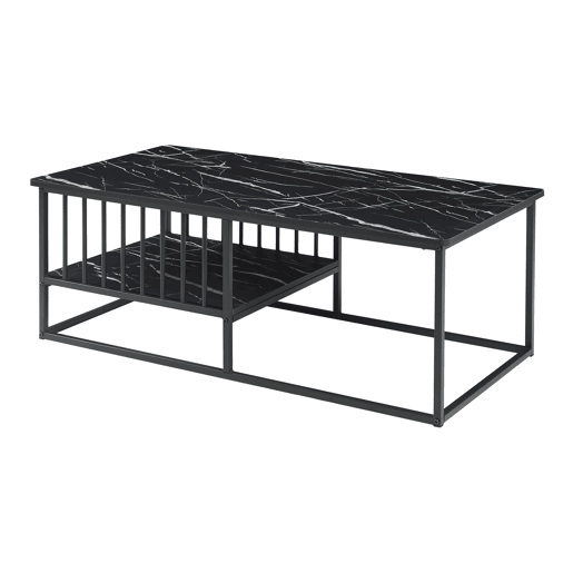 Mesa de centro Raukurg com prateleira 120x60x44 cm Mármore preto en.casa