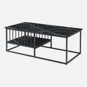Mesa de centro Raukurg com prateleira 120x60x44 cm Mármore preto en.casa