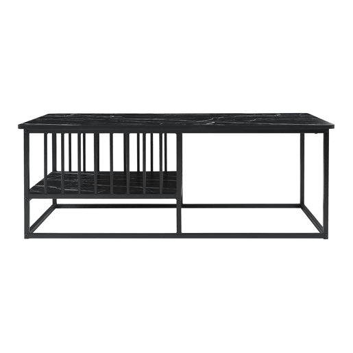 Mesa de centro Raukurg com prateleira 120x60x44 cm Mármore preto en.casa