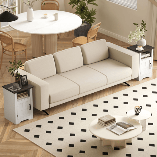 HOMCOM Conjunto de 2 Mesas Auxiliares para Sala Mesas de Cabeceira com Porta Estilo Celeiro e Prateleira Aberta Mesas de Centro Pequenas Rústicas para Dormitório 40x35x60 cm Branco