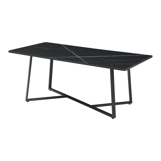 Mesa de centro Riskiften 120x60x48 cm com Aspeto de mármore, Preto en.casa