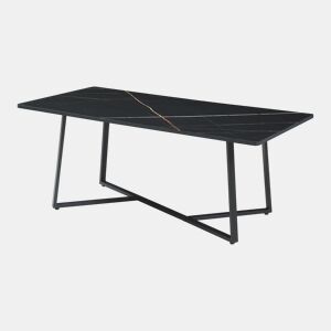 Mesa de centro Riskiften 120x60x48 cm com Aspeto de mármore, Preto en.casa