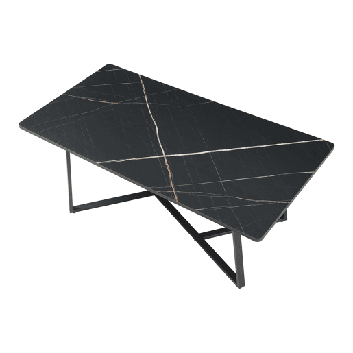 Mesa de centro Riskiften 120x60x48 cm com Aspeto de mármore, Preto en.casa