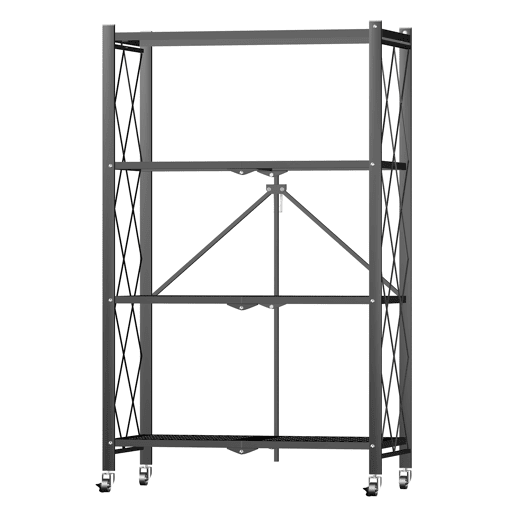 Prateleira de armazenamento dobrável HomeMiYN de 3 a 4 níveis, prateleira de armazenamento multifuncional, prateleira com rodas, 71*34*121, 40 cm, preta