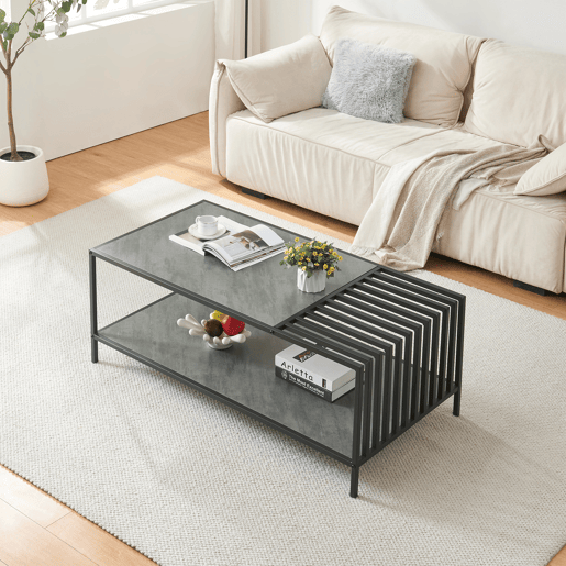 Mesa de centro Pärghos 120x60x45 cm pretoconcreto en.casa