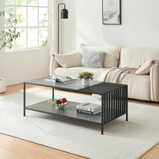 Mesa de centro Pärghos 120x60x45 cm pretoconcreto en.casa