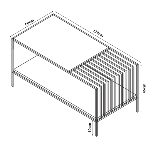 Mesa de centro Pärghos 120x60x45 cm pretoconcreto en.casa