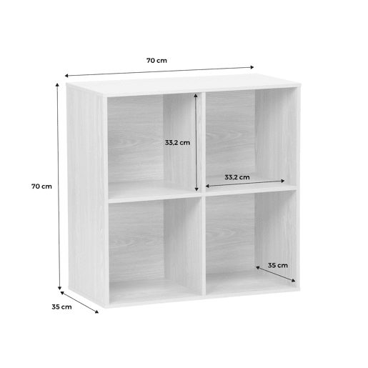 Biblioteca, módulo de armazenamento de 4 compartimentos, Kompo, Carvalho, 70x35x70 cm Biblioteca, módulo de armazenamento de 4 compartimentos, Kompo, Carvalho, 70x35x70 cm