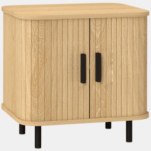 HOMCOM Mesa de Cabeceira Mesa de Cabeceira Quarto com Portas de Correr 2 Prateleiras e Pés em Aço Estilo Escandinavo para Sala 48x40x48 cm Madeira