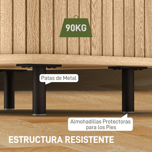 HOMCOM Mesa de Cabeceira Mesa de Cabeceira Quarto com Portas de Correr 2 Prateleiras e Pés em Aço Estilo Escandinavo para Sala 48x40x48 cm Madeira