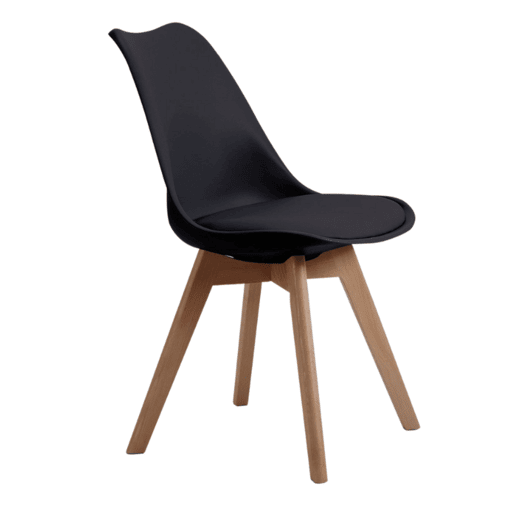 Conjunto de mesa redonda extensível com 4 cadeiras estilo industrial em carvalho nórdico e preto