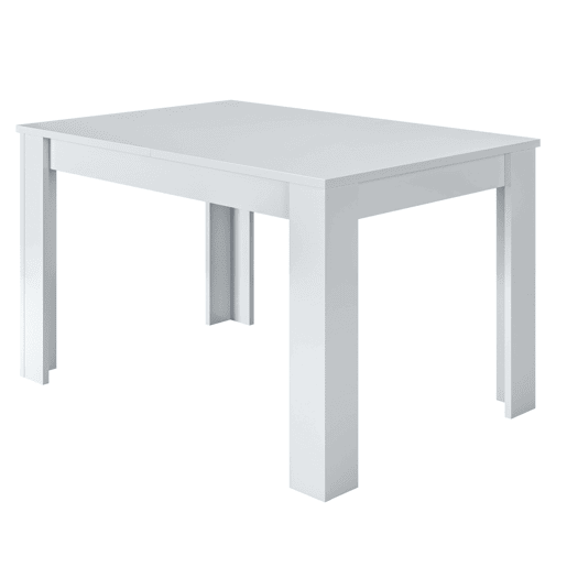 Conjunto de mesa extensível + 4 cadeiras em branco fosco e prata