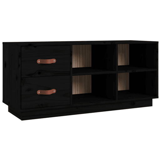 vidaXL Banco sapateira 100x34x45 cm pinho maciço preto