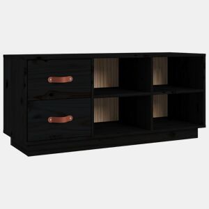 vidaXL Banco sapateira 100x34x45 cm pinho maciço preto