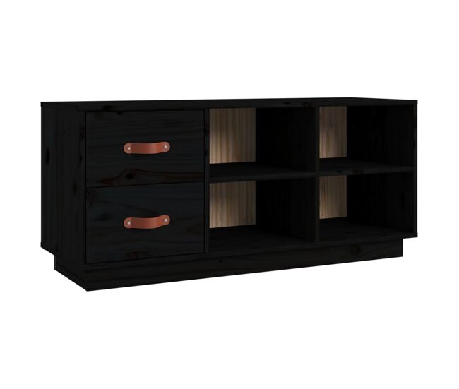 Vidaxl banco zapatero madera maciza de pino negro 100x34x45 cm