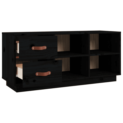 vidaXL Banco sapateira 100x34x45 cm pinho maciço preto