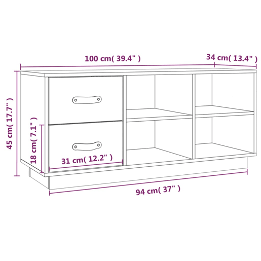 vidaXL Banco sapateira 100x34x45 cm pinho maciço preto