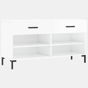vidaXL Banco sapateira 102x35x55 cm derivados madeira branco brilhante