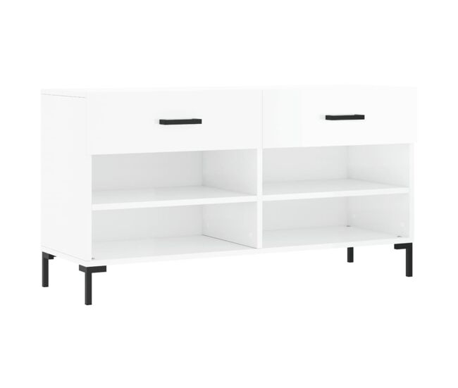 Vidaxl banco zapatero madera de ingeniería blanco brillo 102x35x55 cm