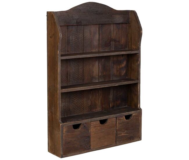 Estantería de madera con 3 cajones y 2 baldas marrón 60x15x87h cm