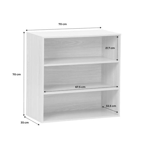 Estante, biblioteca, módulo de armazenamento de 3 prateleiras, Kompo, Carvalho, 70x35x70 cm Estante, biblioteca, módulo de armazenamento de 3 prateleiras, Kompo, Carvalho, 70x35x70 cm