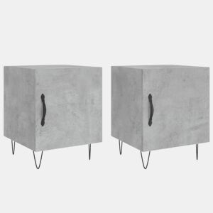 vidaXL Mesa cabeceira 2pcs 40x40x50 cm derivados madeira cinza cimento