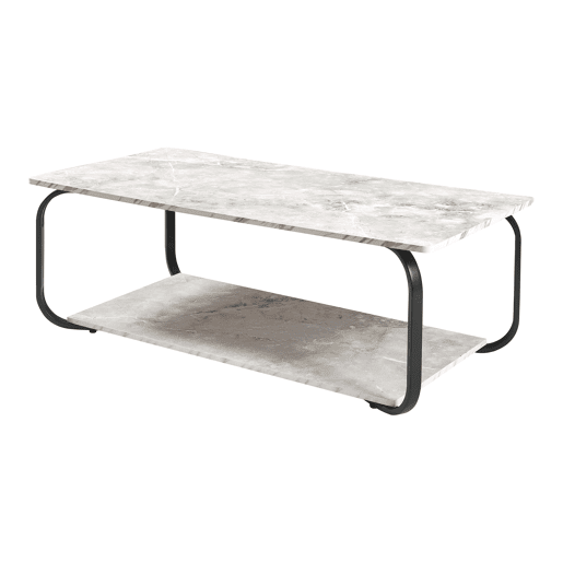 Mesa de centro Kolta 120x60x43 cm com aspeto de mármore, Branco en.casa